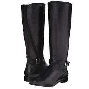 ROSE PETALS Leather Buckle Extra Wide Calf Boots